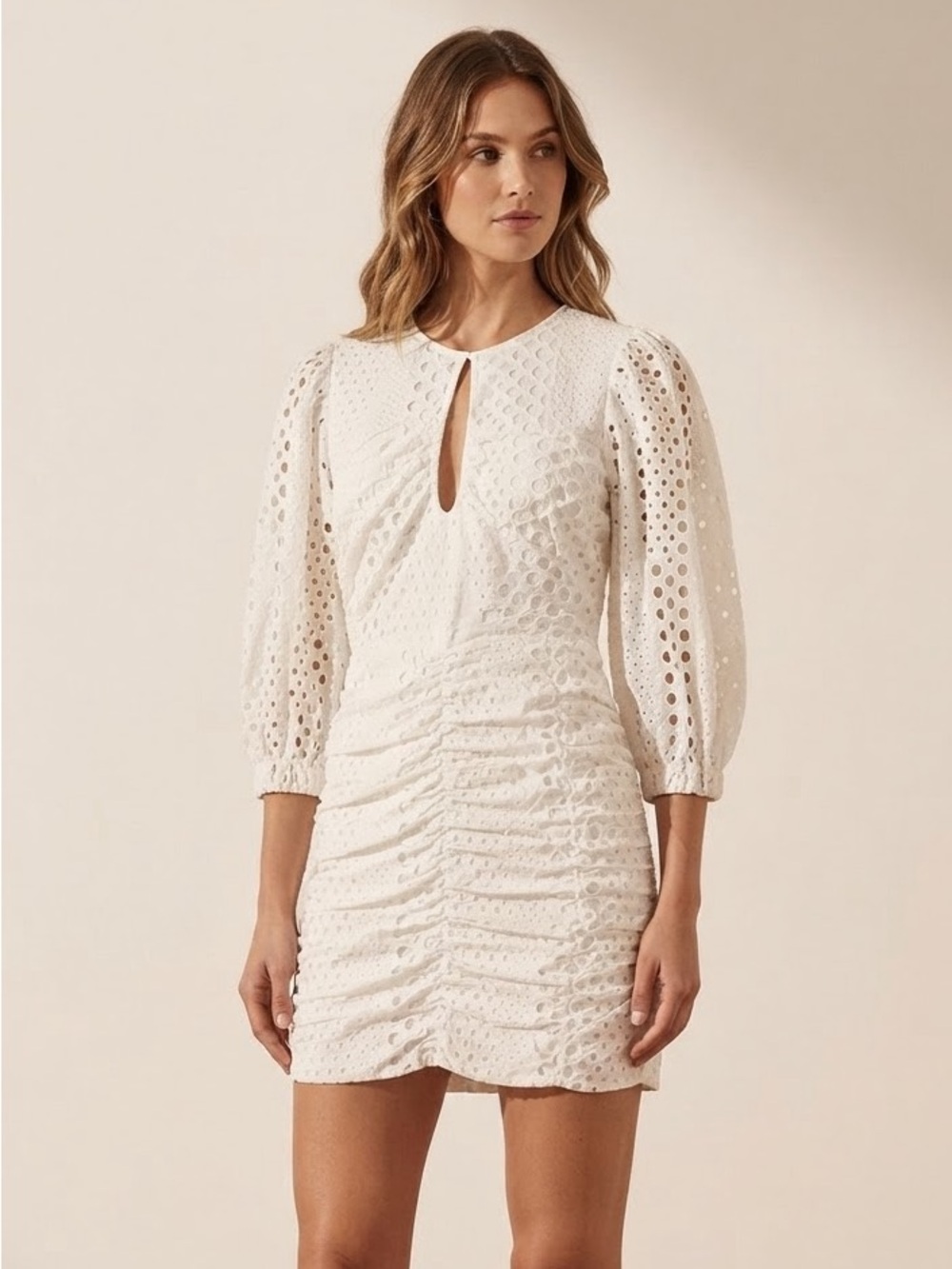 White embroidered mini dress